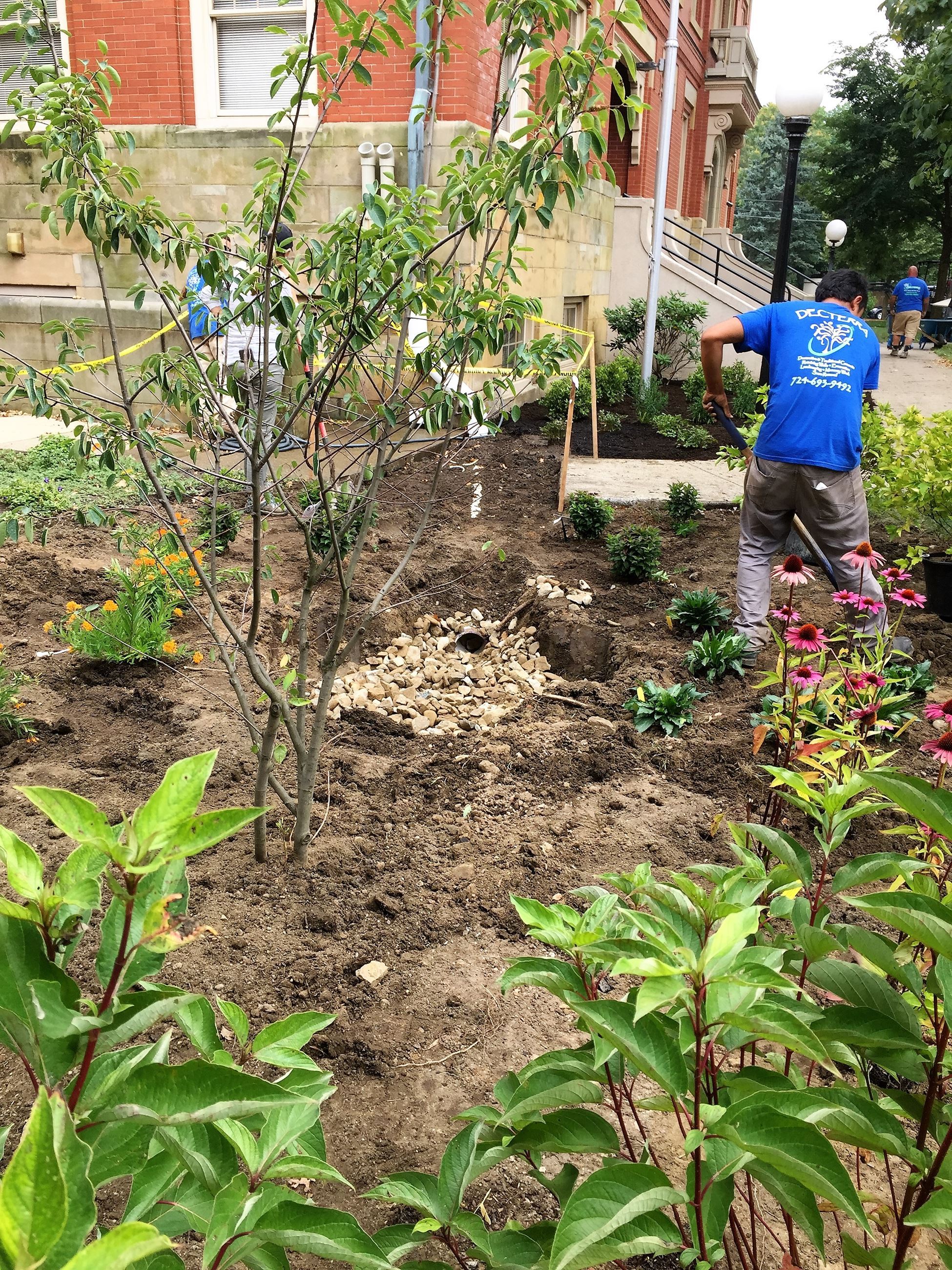 W.G. 2 River Rocks are in Mulching begins